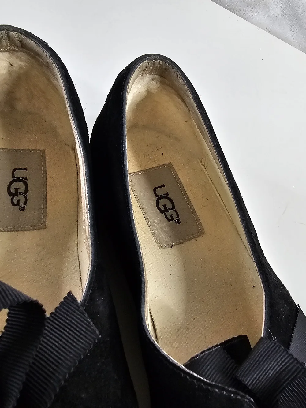 UGG Women's Black Suede Platform Lace-Up Shoes